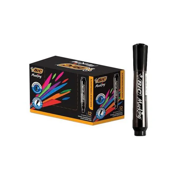 Marcador perm pta chata marking negro x12 BIC 904386/930