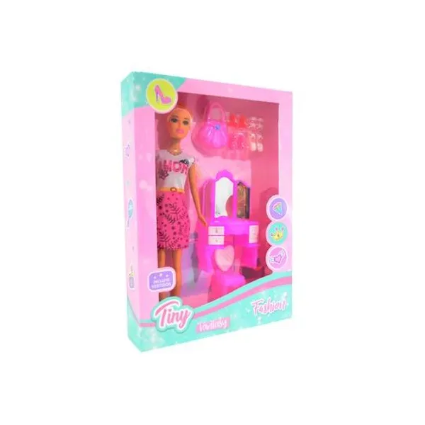 Muñeca Tiny fashion con accesorios 7pzs 33x23x5.5 cm