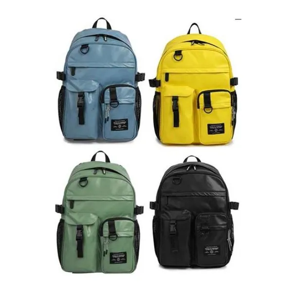 Mochila espalda multibolsillo neutra 17" black, naval, yellow y green