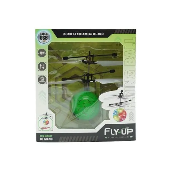 Helicóptero pelota color voladora cn luz y carga usb en caja 16x18x5 cm colores surtidos