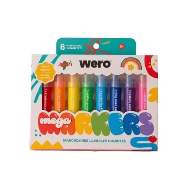 Marcadores Wero mega al agua x8 unid.