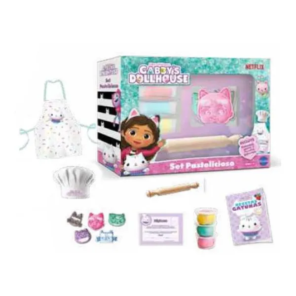 La casa de muñecas de gabby cat-tastic cakey cooking- set de cocina que incluye