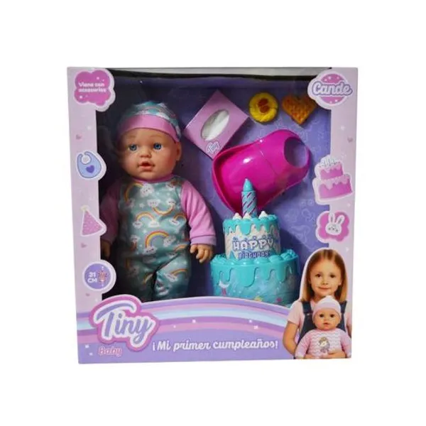 Bebé Tiny cande mi primer cumpleaños 31 cm en caja 32x33x12 cm