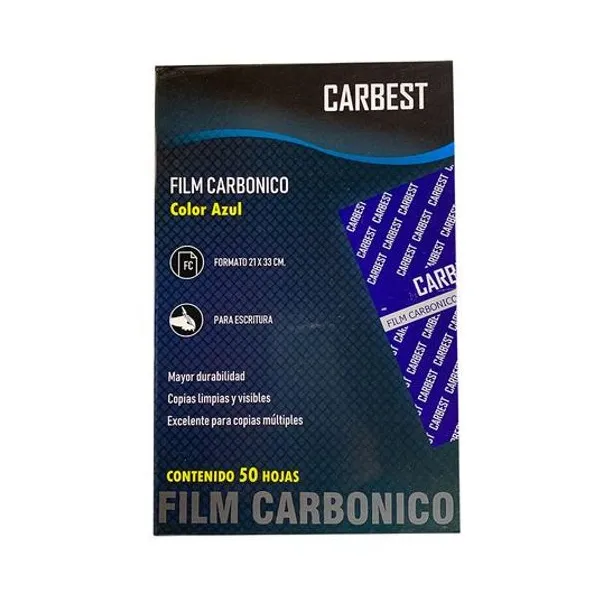 Papel carbonico azul oficio x50 unidades carbest