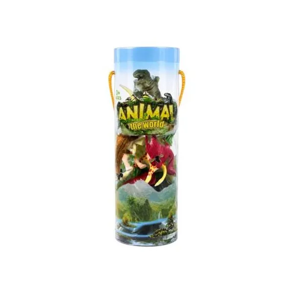 Set de animales de selva 8 piezas con accesorios en tubo 5x16 cm x1