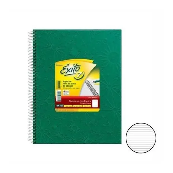 Cuaderno 21x27 cm rayado tapa dura con espiral universo verde 100 hojas colegial