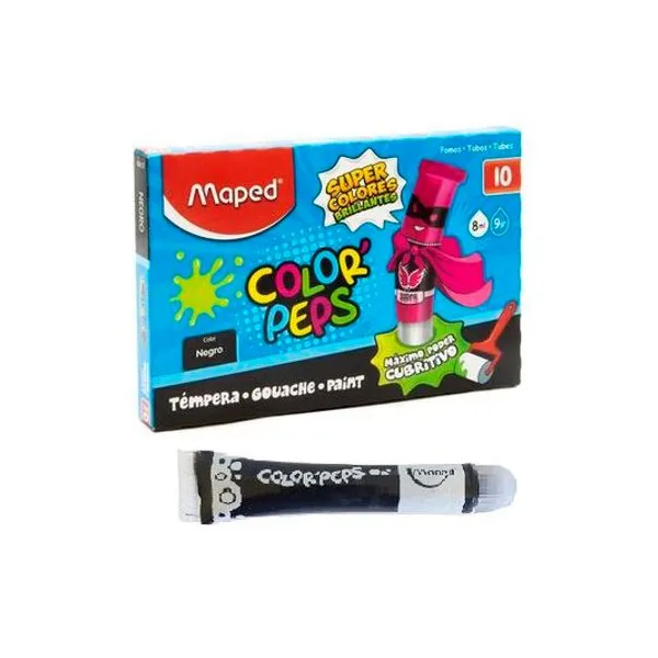Témpera color peps negro oscuro 8 ml caja x10 Maped