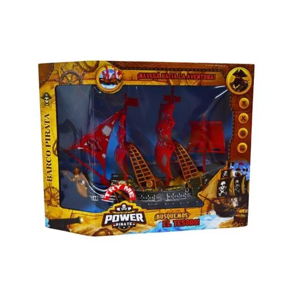 Barco pirata con luz y sonido en caja 32x25.5x11 cm