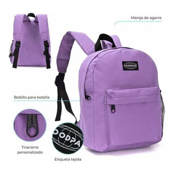 Mochila goodpak lila 31x27x10.5 cm 12 pulg