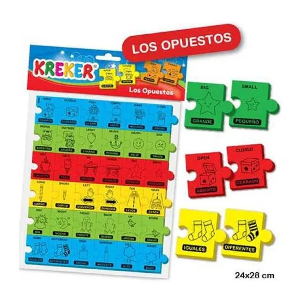 Los opuestos juego con fichas de goma eva impresas