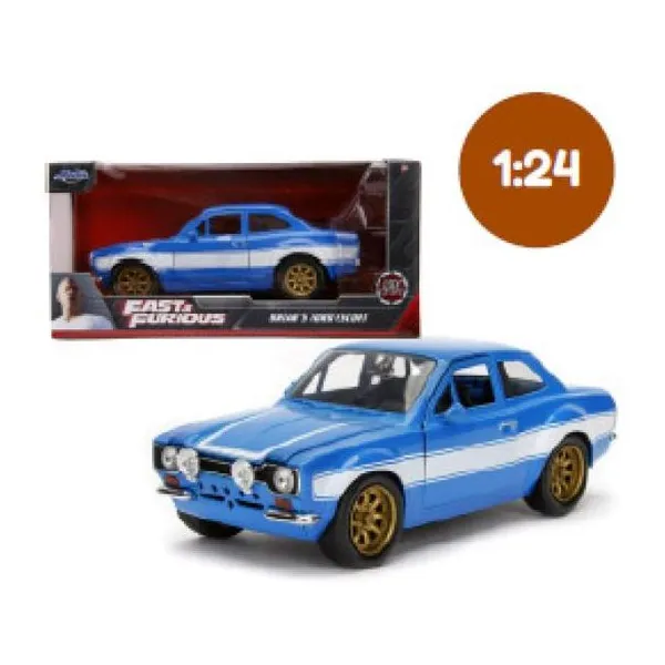 Jada - auto escala 1:24 fast & furious brian`s ford escort 1974 azul - en caja