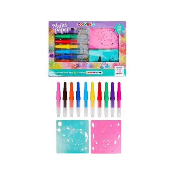 Marcador aerografo con stenciles caja x10 multipaper - blo