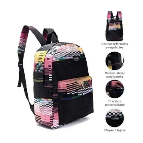 Mochila goodpak print glitch amarillo 43 x30 x17, 17