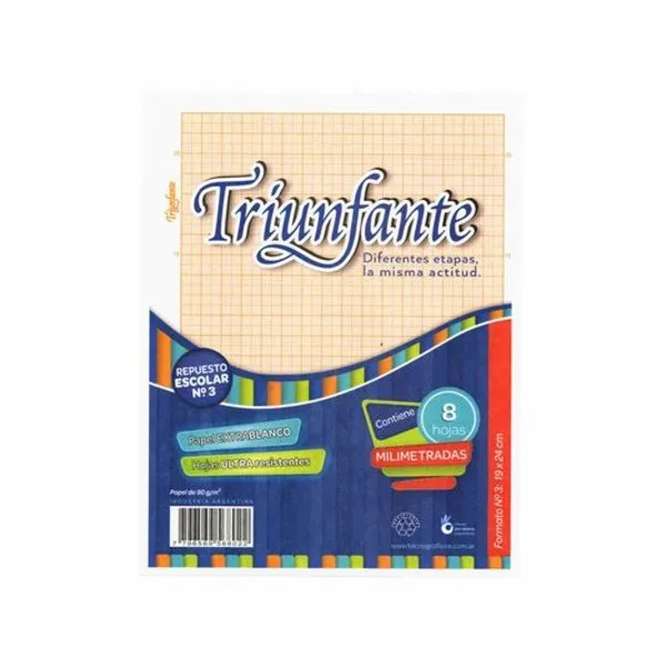 Repuesto milimetrado carta 8 hojas Triunfante