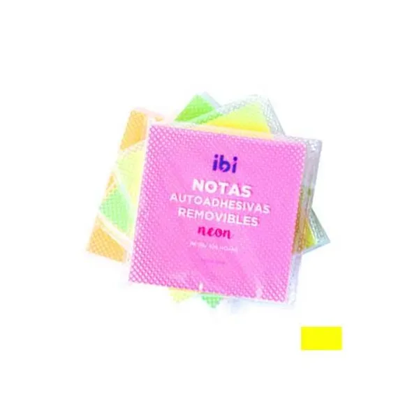 Notas adhesivas ibico neon- 76 x76 mmx 100 hs.neon amarillo