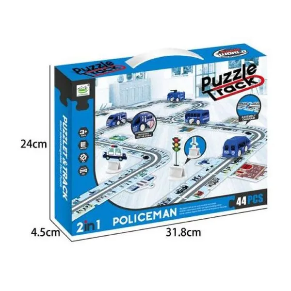 Pista rompecabezas 2 en 1 policía. 44 piezas. 24 x31,8 x4,5 cm