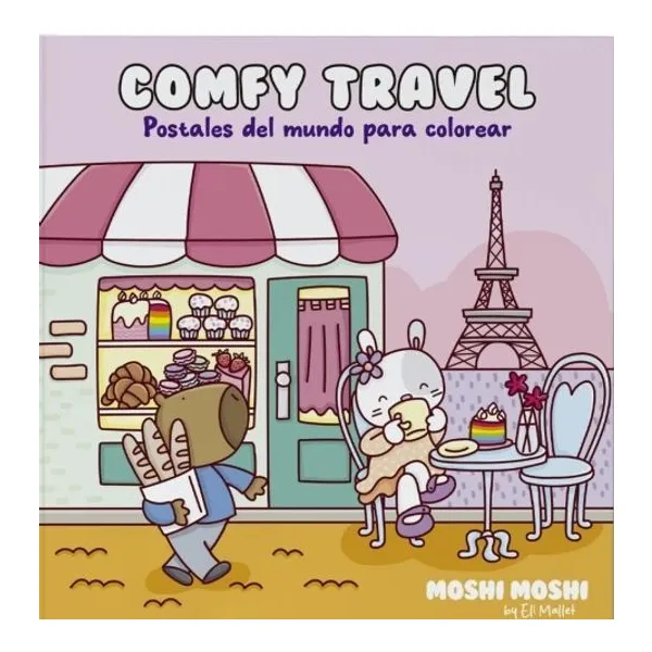 Comfy travel. postales del mundo para colorear. moshi moshi
