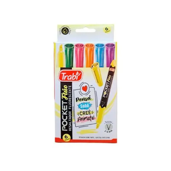 Resaltador trabi pocket fluo x6 colores surtidos