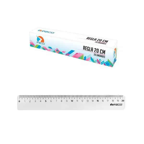Regla 20 cm de acrílico x unidad Ezco