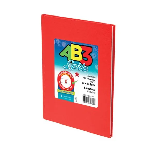 Cuaderno tapa dura Laprida ab3 19x23,5 x50hs.ray rojo