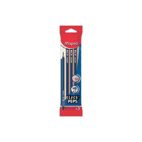 Lápiz grafito plastic hb bolsa x3 Maped