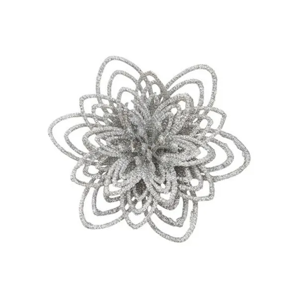 Set x5 estrella federal calada plateada glitter 10 cm