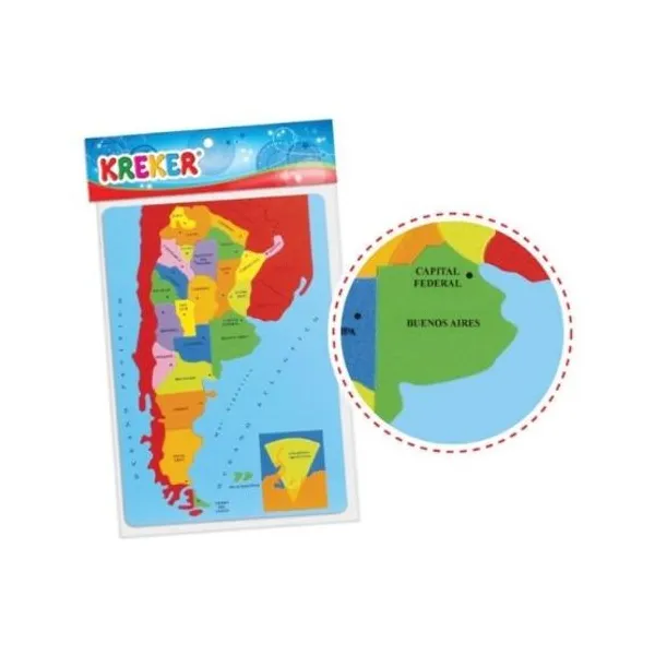 Mapa argentina goma eva Kreker con division politica