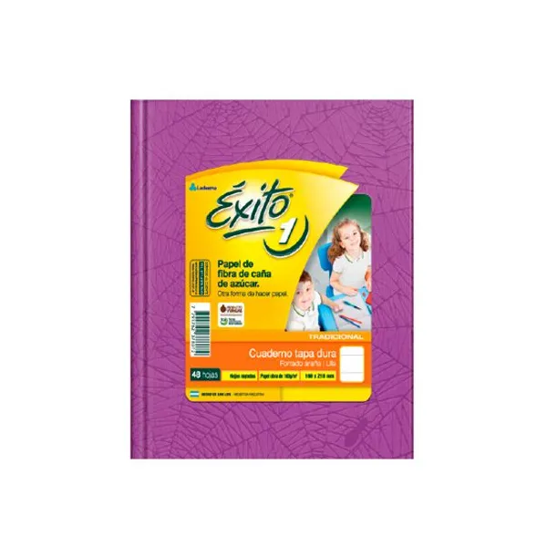 Cuaderno tapa dura Éxito 1 forr. x48 hs.ray. lila