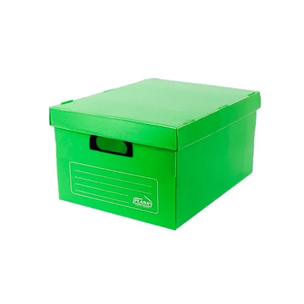 Caja plástico microc.plana n.° 803 con tapa verde 38x30x26 cm