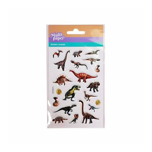 Stickers 3d jurassic en blister 10x19 cm multipaper