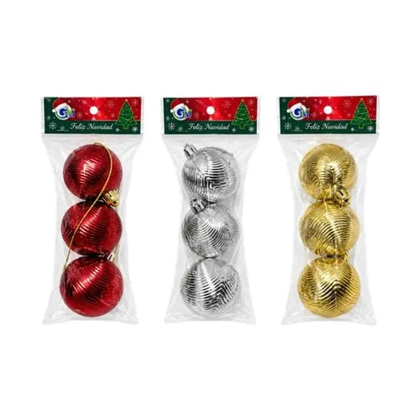 Borla metalizada rayada 5 cm bolsa x3 unidades colores surtidos