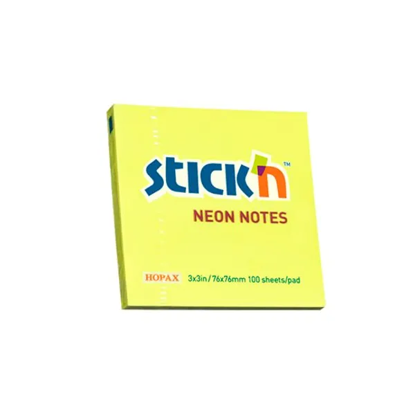 Notas adhesivas stick neon 76 x76 mmx 100 hs.amarillo