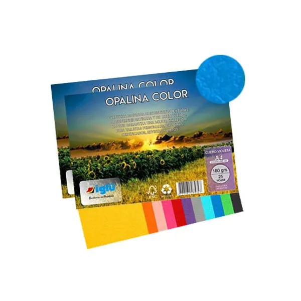 Papel iglu opalina cuero azul tamaño a4 180 grsx 25 hs.