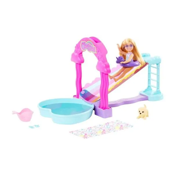 Muñeca Barbie chelsea parque acuatico con tobogan
