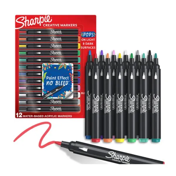 Marcadores Sharpie creative acrílicos al agua bl.x 12 col.surt.