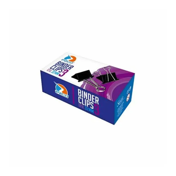 Aprieta papeles bc negro n.° 3 32 mm caja x12 Ezco