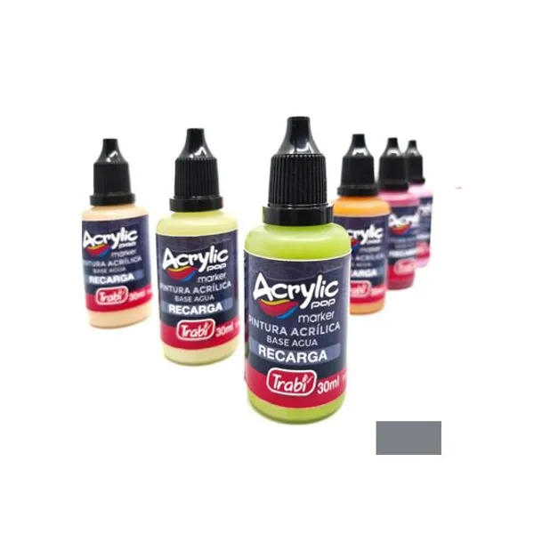 Tinta trabi para marcador acrylic pop al agua 30 mlgris oscuro