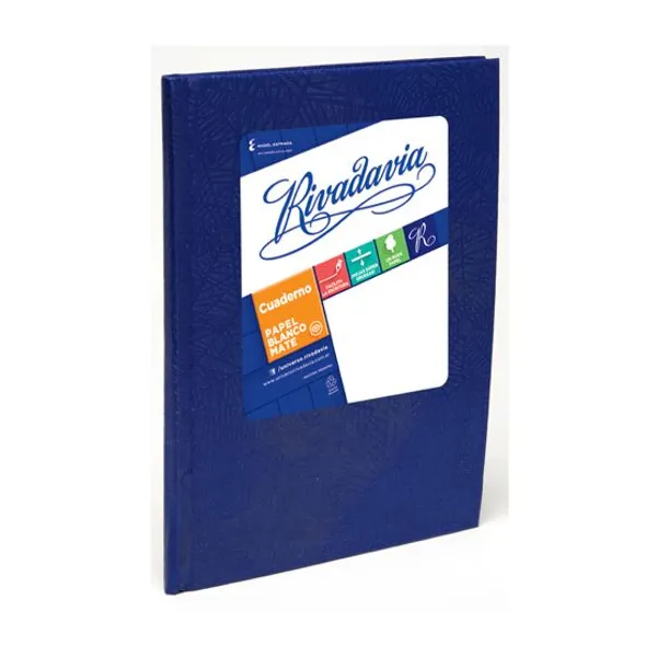 Cuaderno tapa dura Rivadavia forr. x50 hs.ray. azul