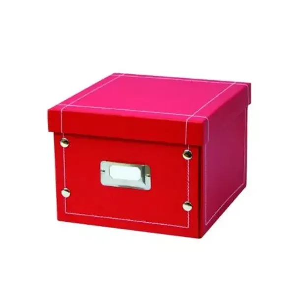 Caja the-pel cartón luxe para dvd-cosidas con tarjetero roja