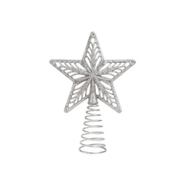 Puntal estrella calada plateada 12x17 cm x1