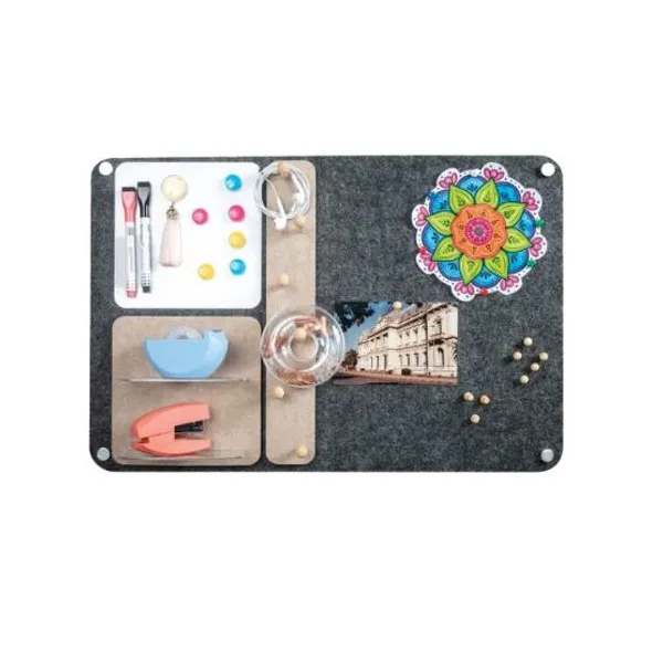 Pizarra organizador olami de pared gris con accesorios