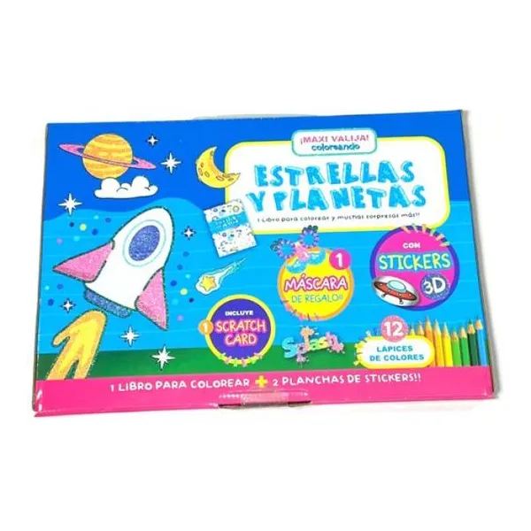 Maxi valija coloreando - estrellas y planetas