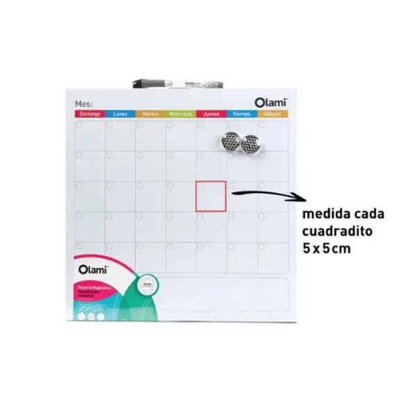 Pizarra magnetica olami 35 x35 cmcon planificador mensual