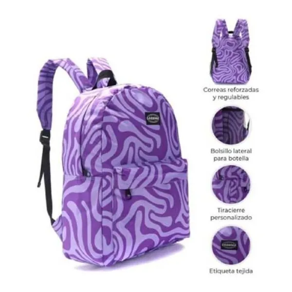 Mochila goodpak print purple maze 43 x30 x17, 17