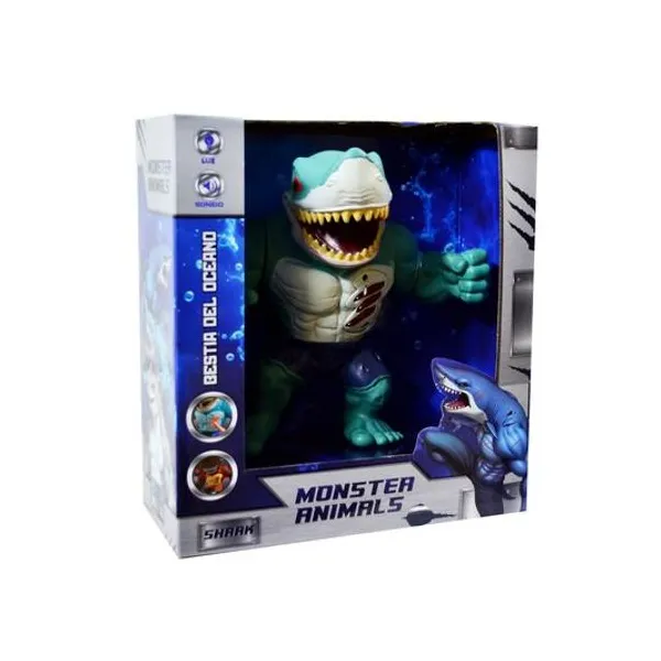 Tiburon monster articulado con sonido 23x27 cm en caja