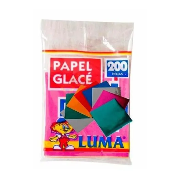 Papel glace taco 10x10 cm metalizado 200 hojas colores surtidos luma