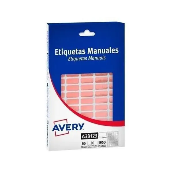 Etiquetas ueta autoadhesiva metal rojo 8.1x19.4 cm caja 65 unidades x30 hojas avery