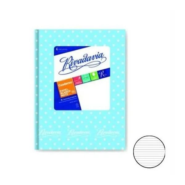 Cuaderno 16x21 rayado t/d lunar celeste 50h Rivadavia