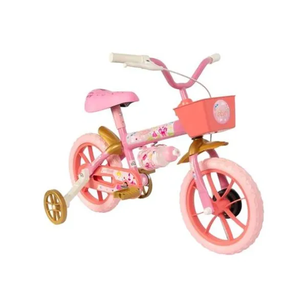 Bicicleta rodado 12 con rueditas y canasto princesa verden