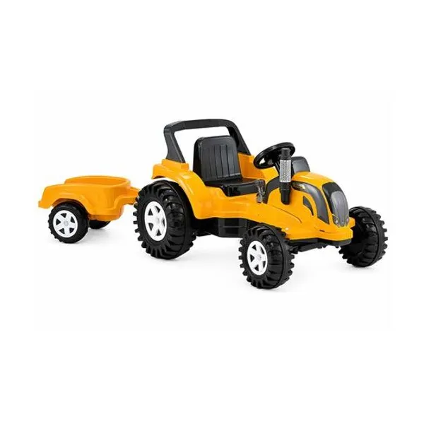 Tractor a batería 12v big valtra amarillo con remolque biemme